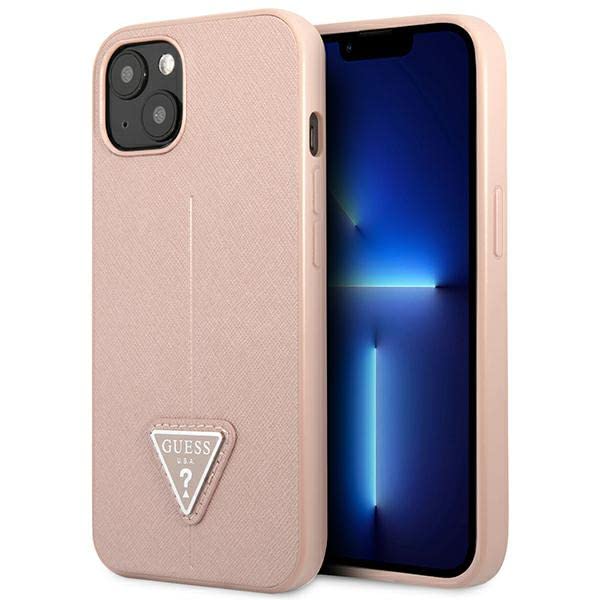GUESS GUHCP14SPSATLP Hülle für iPhone 14 6,1" rosa/pink hardcase SaffianoTriangle Logo