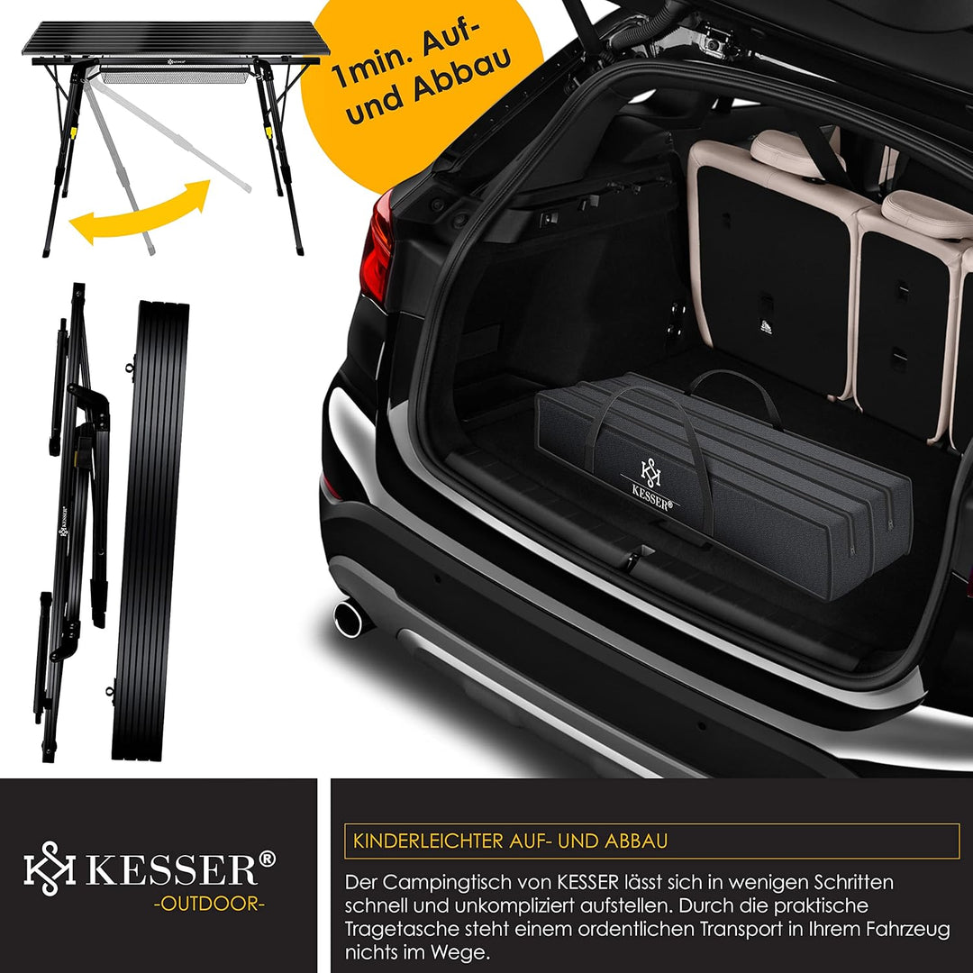 KESSER® Campingtisch faltbar Klapptisch mit Aluminiumrahmen Aufrollbare Tischplatte Falttisch klappb