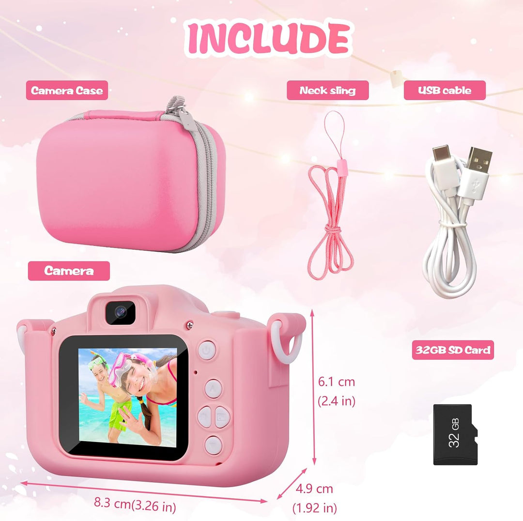 Kinderkamera inkl.Tragetasch Digitalkamera Spielzeug für 3-10 Jahre Mädchen Junge Geburtstag Weihnac
