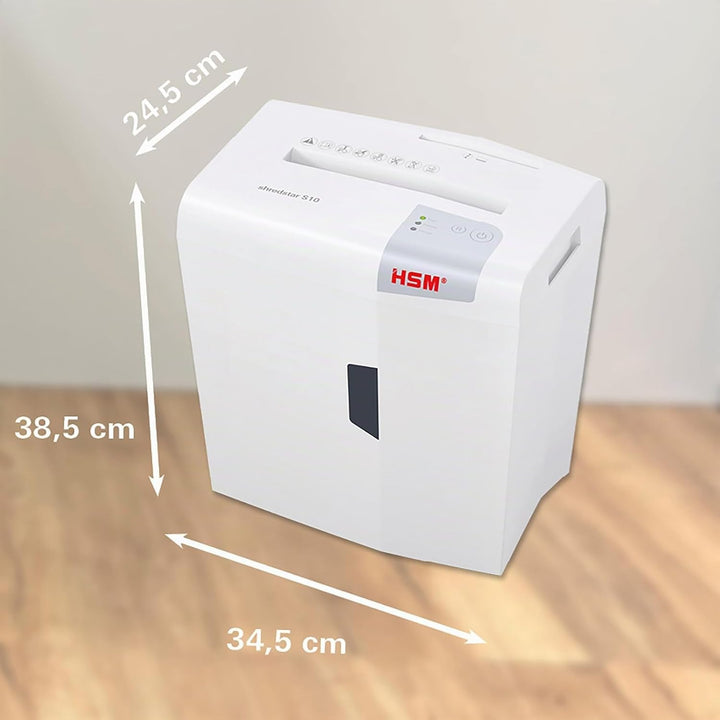 HSM shredstar S10 Aktenvernichter, Sicherheitsstufe P-2, 10 Blatt (Streifenschnitt) mit CD-Schredder