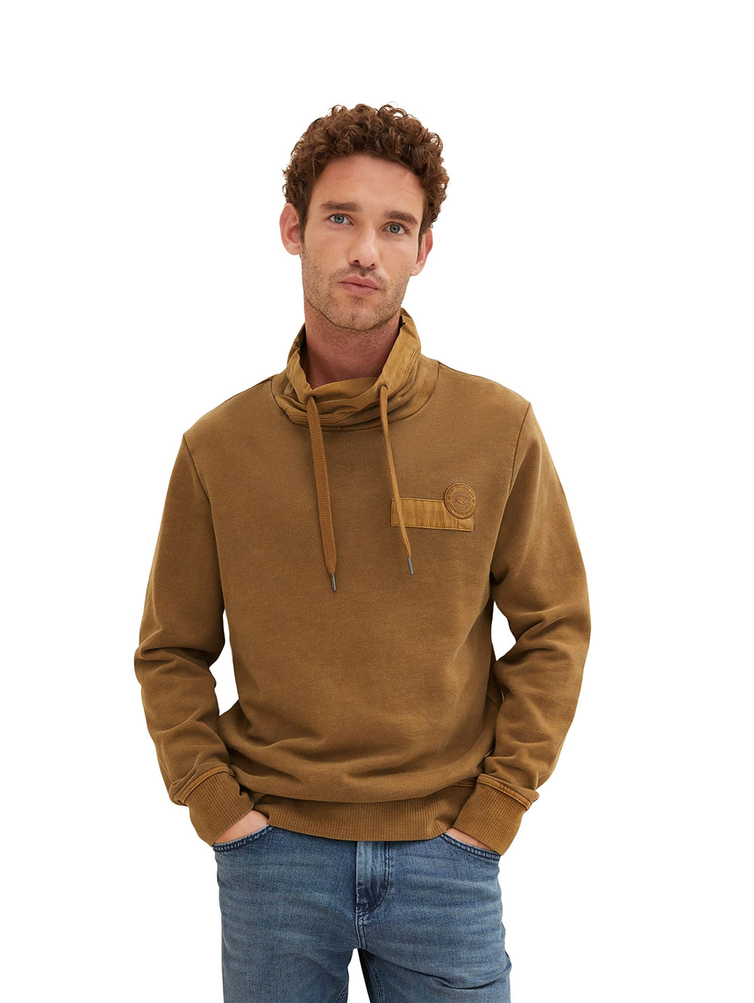 TOM TAILOR Herren Sweatshirt mit Schalkragen XXL 15078 - Otter Brown, XXL 15078 - Otter Brown