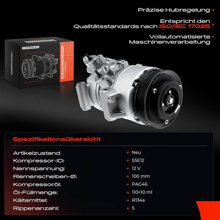 Frankberg Klimakompressor Klimaanlage Kompatibel mit A.v.e.n.s.i.s T25 2.0L 2003-2008 Corolla Verso