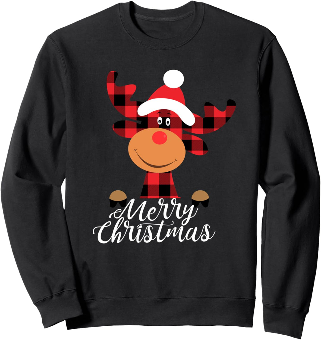 Buffalo Check Plaid Rentier mit frohen Weihnachtsferien Sweatshirt