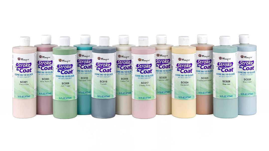 mayco Stroke und Coat wonderglaze für Bisque Set B – 1 Pint – Set von 12 – verschiedene Farben