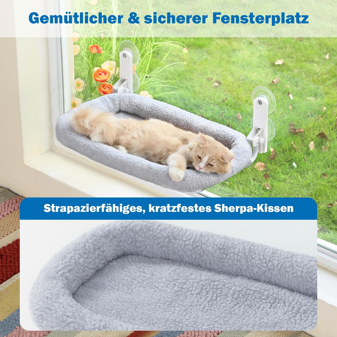 Zakkart Faltbare Katzenhängematte für Fenster - Kabellos, Eingebettetes Maschinenwaschbares Bett, Ro