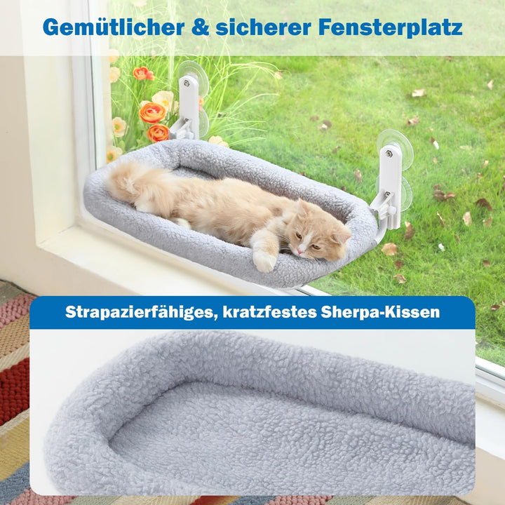 Zakkart Faltbare Katzenhängematte für Fenster - Kabellos, Eingebettetes Maschinenwaschbares Bett, Ro