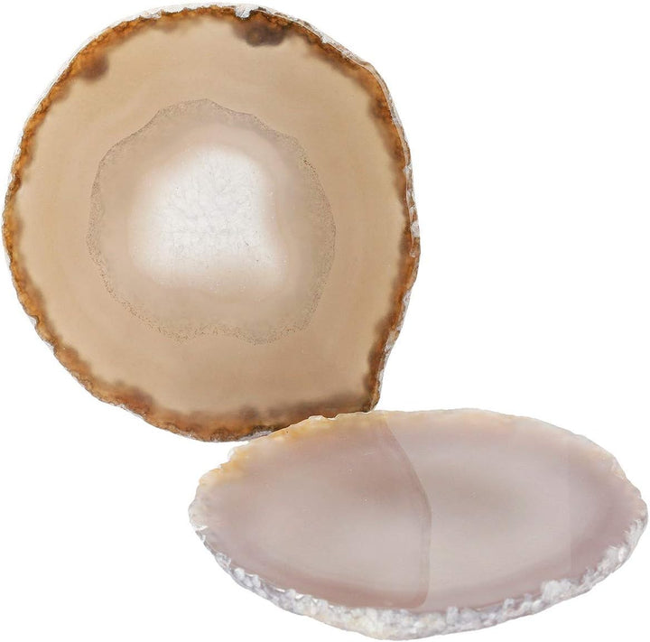 mookaitedecor 12 Stück Natürliche Geode Achat Scheiben, Rund poliert Achat Edelsteine Namen Karten f