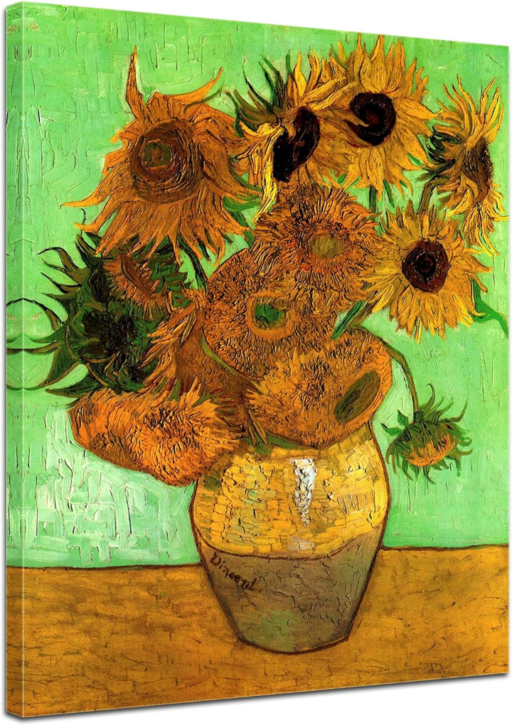 Bilderdepot24 Bild auf Leinwand | Vincent van Gogh Zwölf Sonnenblumen in 50x70 cm als Wandbild | Wan