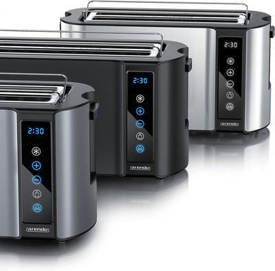 Arendo - Edelstahl Toaster Langschlitz 4 Scheiben- Touchpanel – Doppelwandgehäuse – 1500 W – Integri