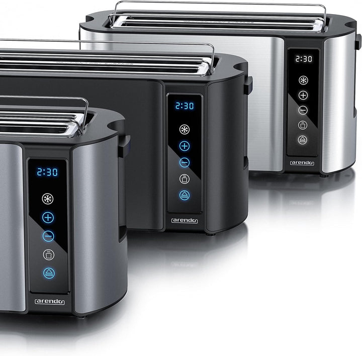 Arendo - Edelstahl Toaster Langschlitz 4 Scheiben - Touchpanel – Doppelwandgehäuse – 1500 W – Integr