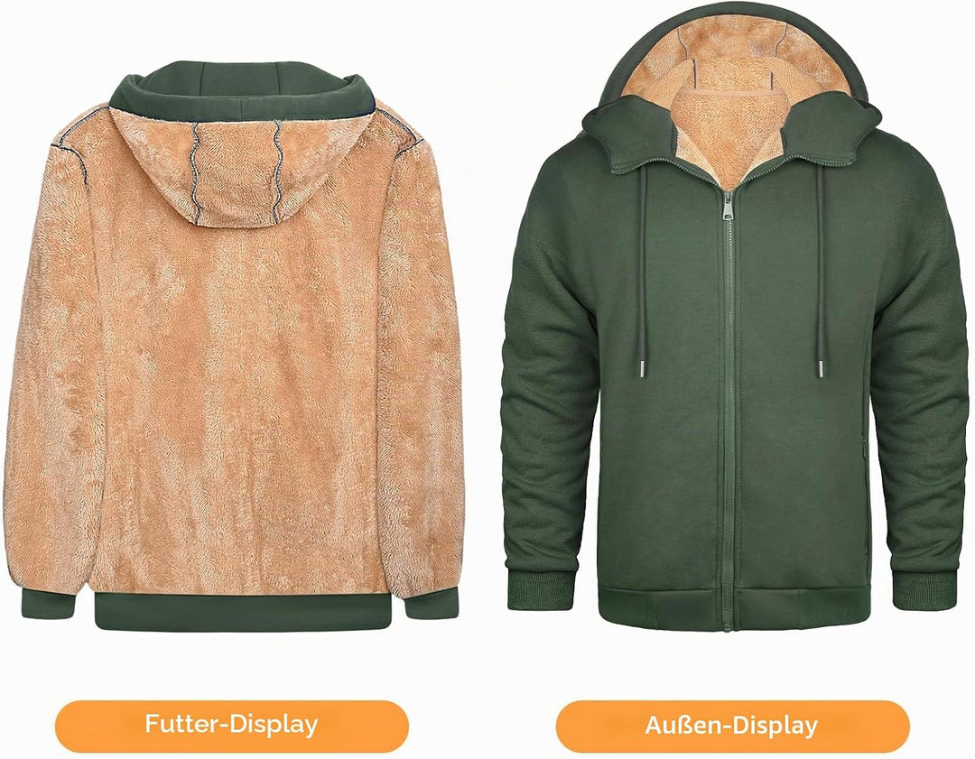 Xnova Sweatjacke Herren Fleecejacke Kapuzenpullover Zipper Hoodie Casual Bequemes und Warmes Übergan