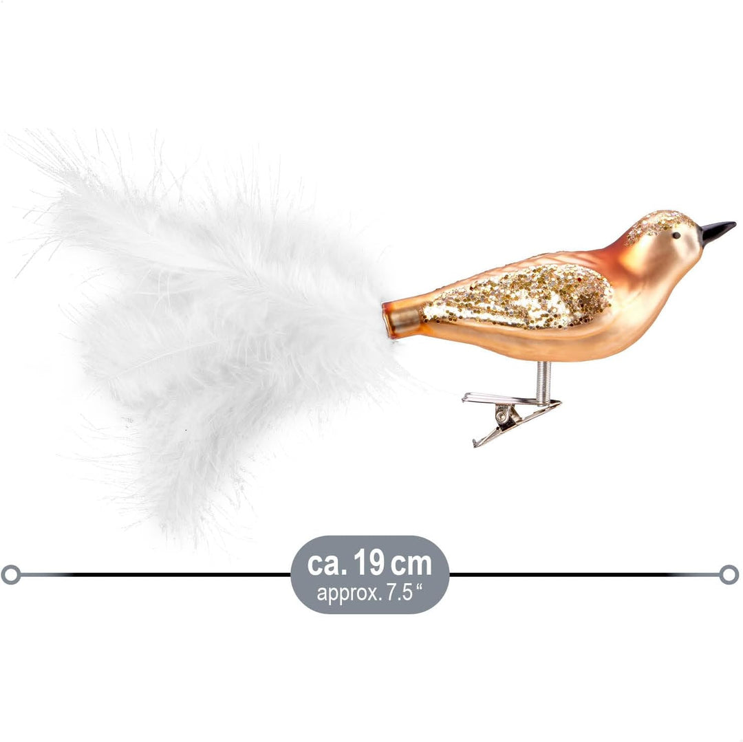 com-four® 6X Vogel auf Clip - glänzende Vögel mit Langen, weissen Schwanzfedern - Zierschmuck für di