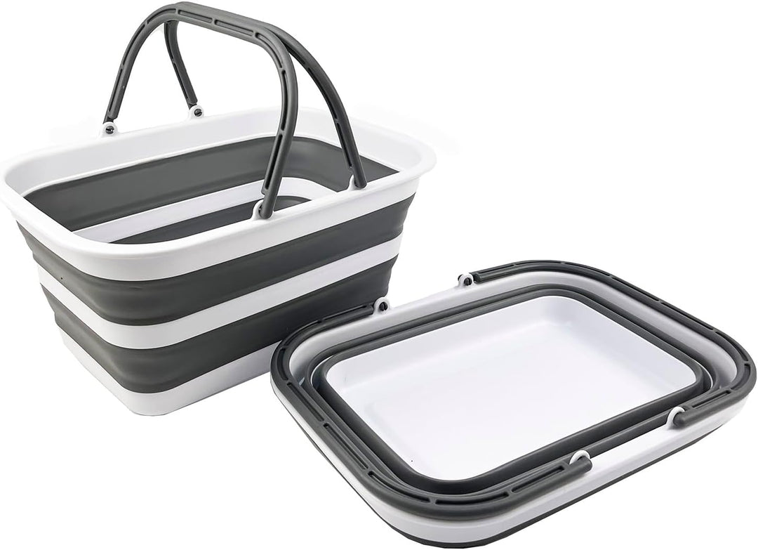 SAMMART 12L zusammenklappbare Wanne mit Griff – tragbarer Outdoor-Picknickkorb/Krater – Faltbare Ein