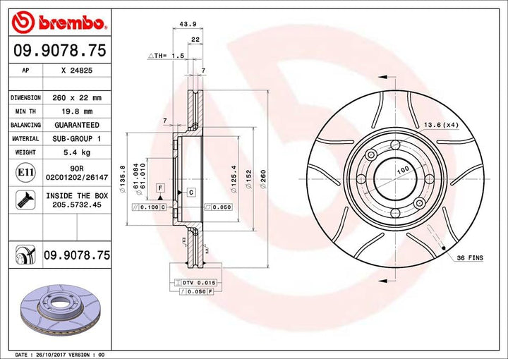 Brembo 09.9078.75 BREMBO MAX LINE Bremsscheibe - Paar