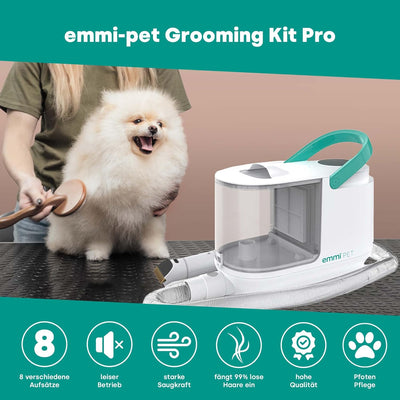 emmi-pet Grooming Kit Pro - 8in1 Hundeschermaschine | Dreifachnutzung mit Schermaschine, Kamm & Stau