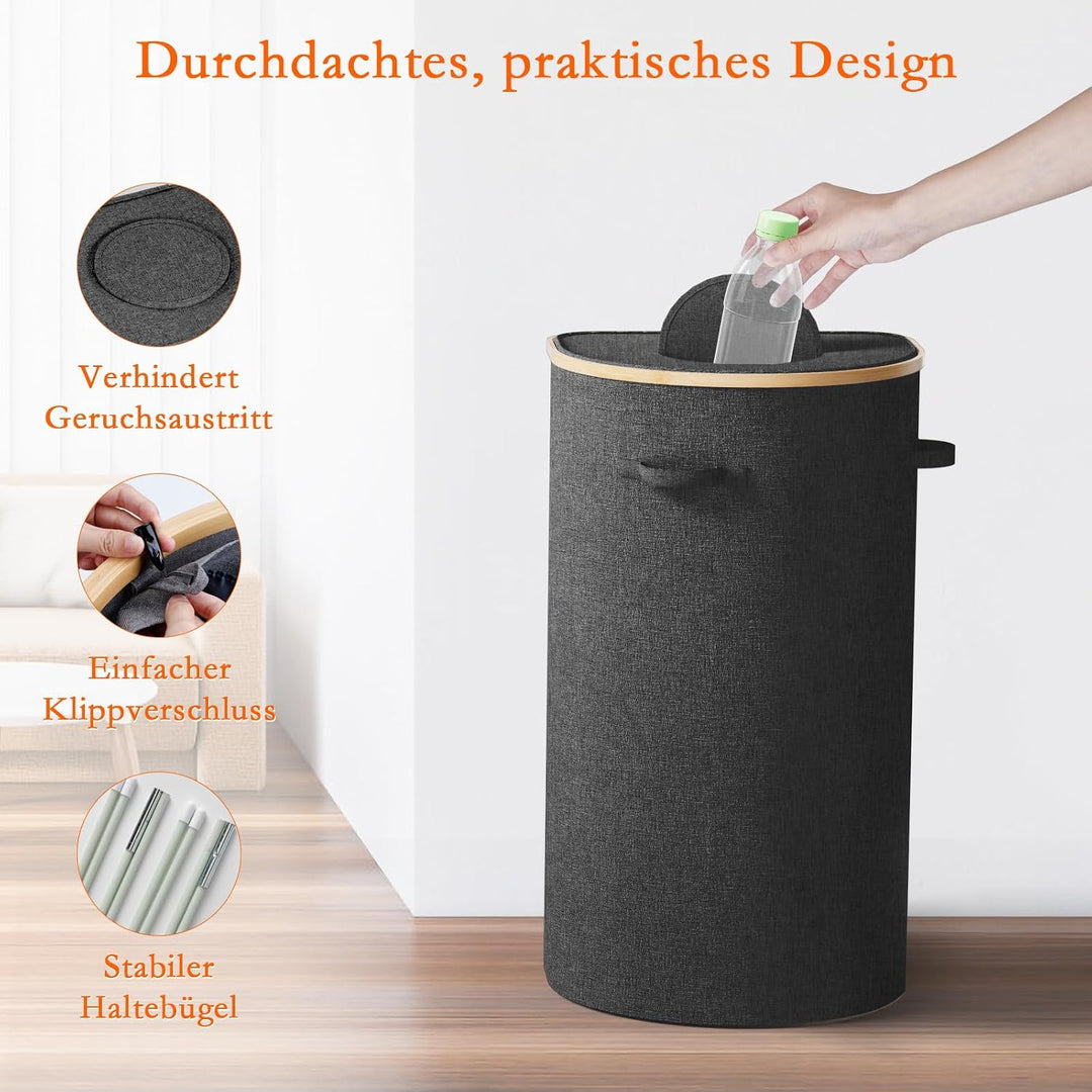 skelo Pfandflaschen Sammelbehälter mit Decke,101L Pfandflaschen Behälter, Pfandsammler Organizer and