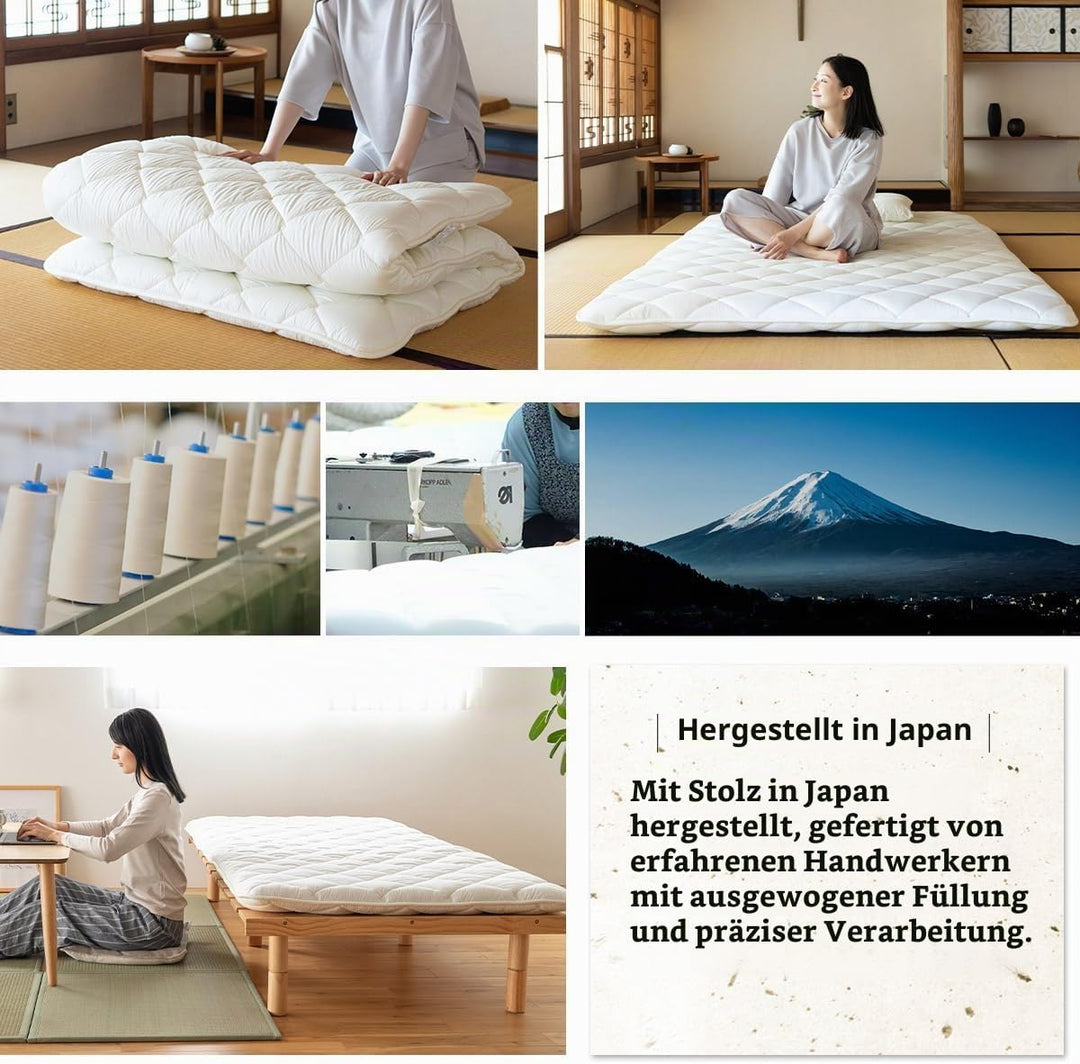 EMOOR Japanische Futon Matratze Premium CLASSE 160 x 200 cm, Faltbar Schlaf Traditionelle Boden Bett
