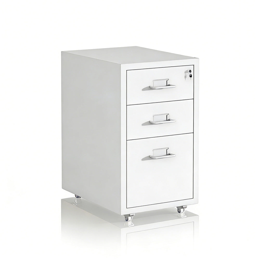 Relaxdays Rollcontainer, 3 Schubladen, HxBxT: 45,5 x 28 x 41 cm, abschliessbar, Aktenschrank auf Rol