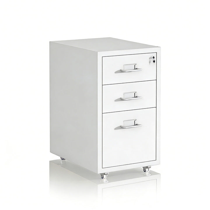 Relaxdays Rollcontainer, 3 Schubladen, HxBxT: 45,5 x 28 x 41 cm, abschliessbar, Aktenschrank auf Rol
