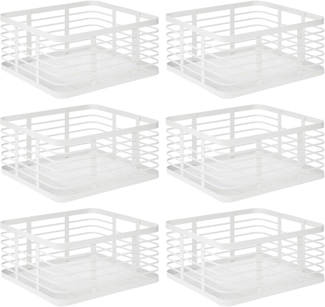 mDesign 6er-Set Allzweckkorb aus Metall – Aufbewahrungskorb für Küche, Vorratskammer, Bad etc. – kom