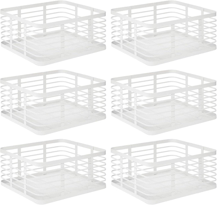 mDesign 6er-Set Allzweckkorb aus Metall – Aufbewahrungskorb für Küche, Vorratskammer, Bad etc. – kom