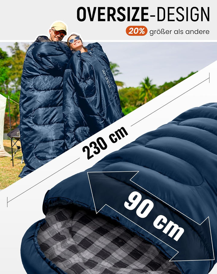KingCamp Schlafsack für Erwachsene, Winter, Flanell, kompakt, 3-4 Jahreszeiten, Decke für Camping, R