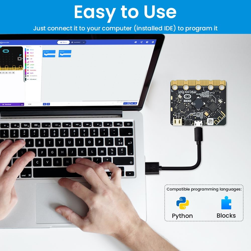 KEYESTUDIO BBC Micro:Bit Go (Microbit V2 im Lieferumfang enthalten) Starter Kit, Programmierung, päd