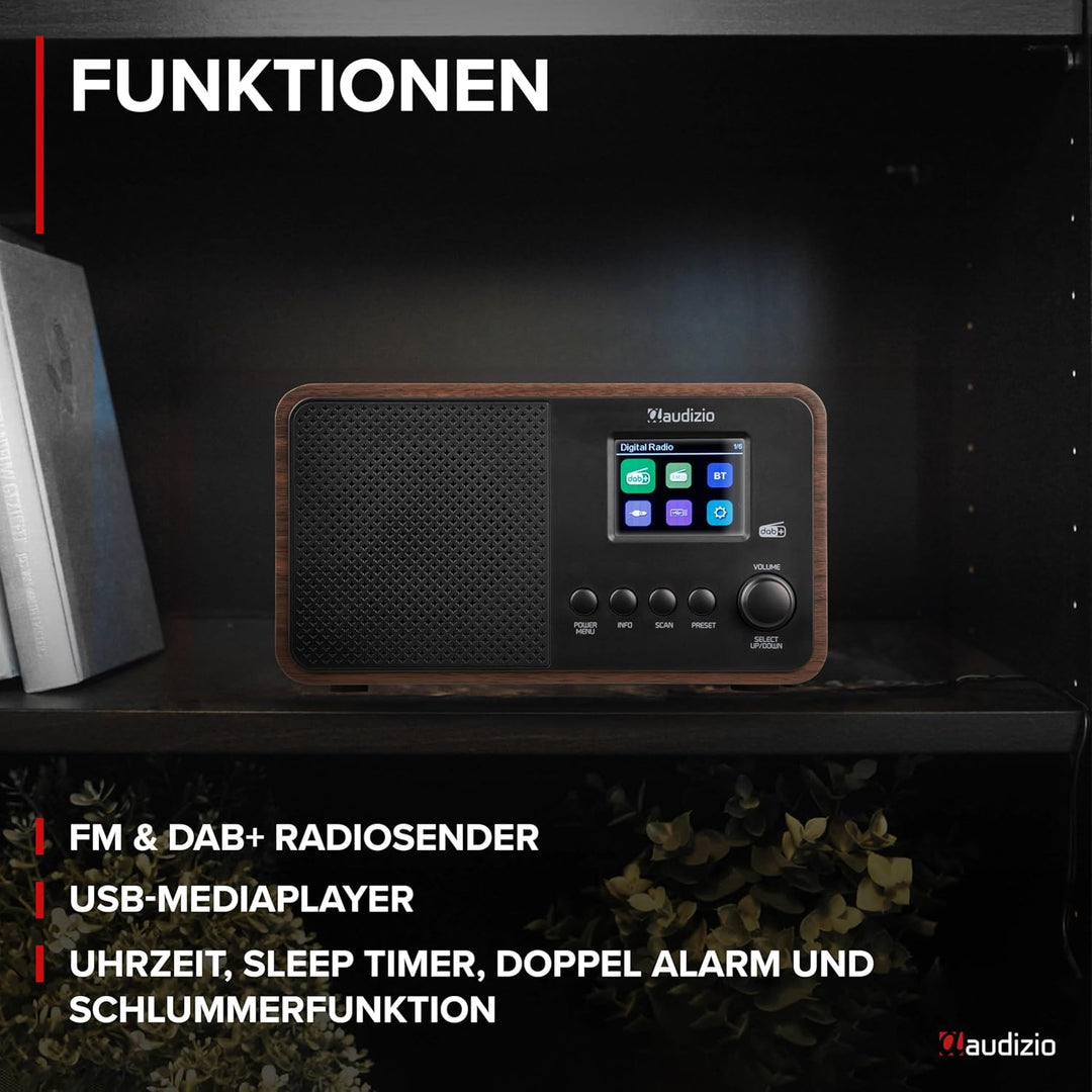 Audizio Avio - Kompaktes DAB Plus Radio mit Bluetooth, Digitalradio, FM & UKW, AUX, 30W Lautsprecher