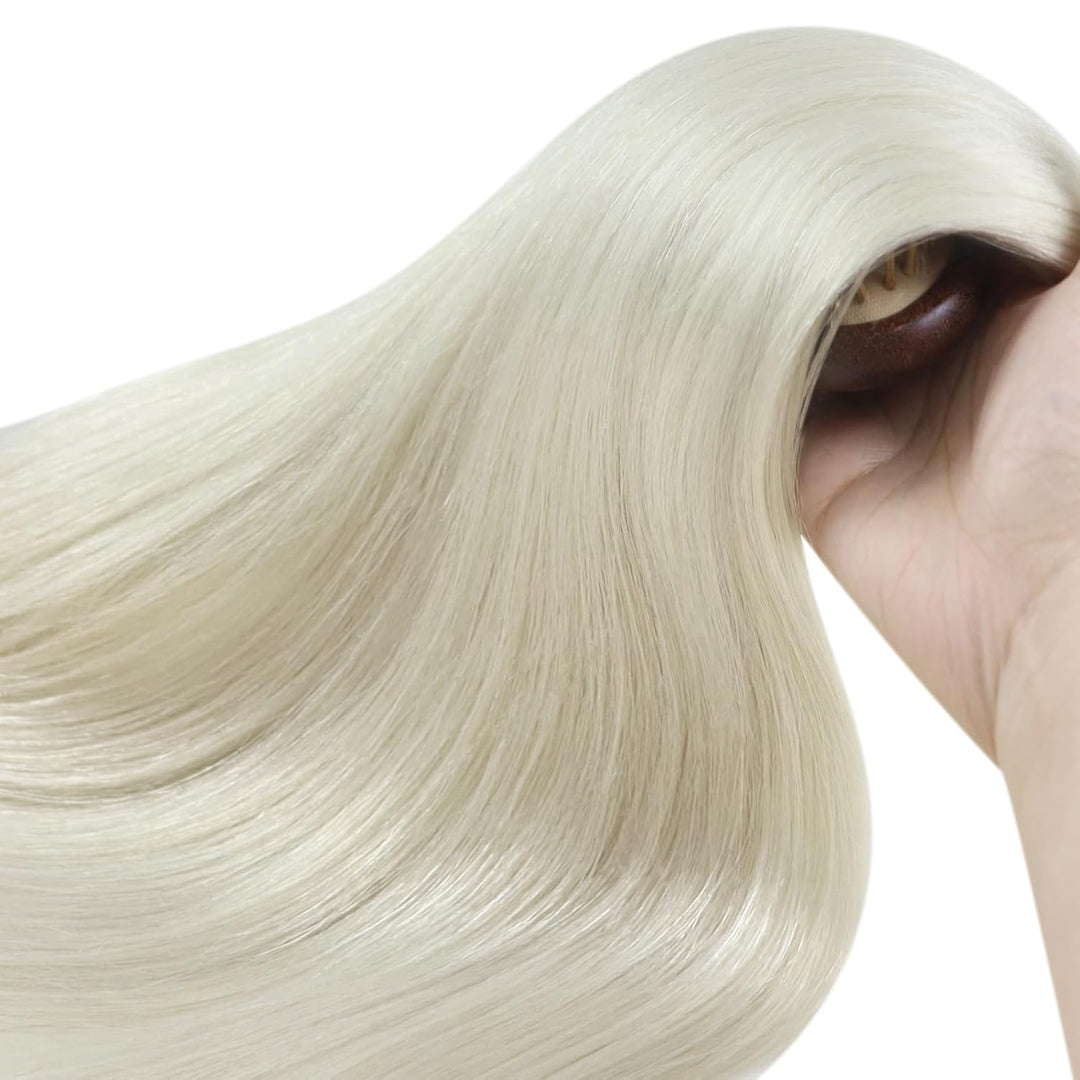 YoungSee Microring Extensions Echthaar Platinblond Microring Extensions Blond 45cm Micro Loop Hair E