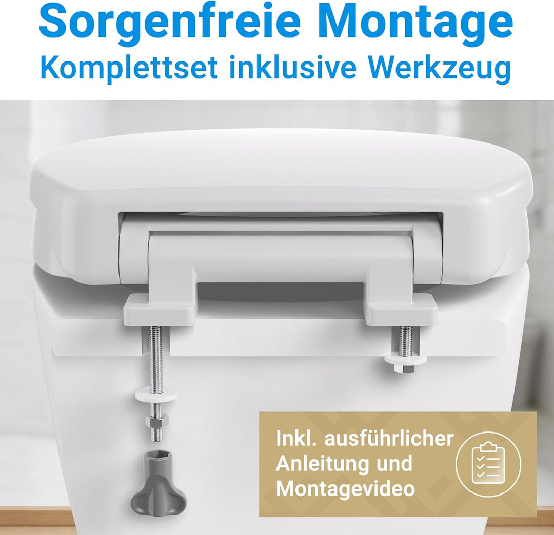 LOBENSWERK Toilettendeckel mit Toilettensitzerhöhung [5 cm] Absolut rutschfest dank Winkelpuffern |