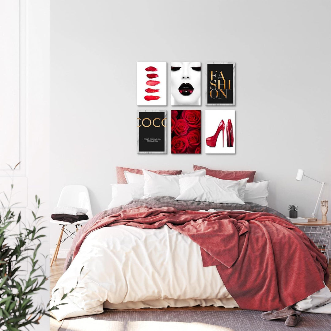 Novart Wandbilder Set - KOMPLETT AUFHÄNGFERTIG - Made in Germany - Moderne Bilder Fashion Wohnzimmer
