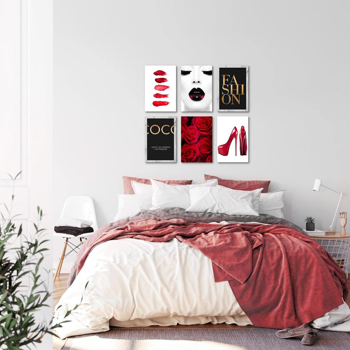 Novart Wandbilder Set - KOMPLETT AUFHÄNGFERTIG - Made in Germany - Moderne Bilder Fashion Wohnzimmer