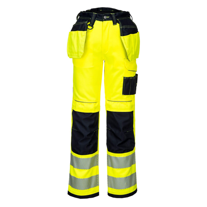 Portwest T501 Verstärkte PW3 Hi Vis Werkzeughalter Arbeitshose Gelb/Schwarz 28, Gelb/Schwarz 28