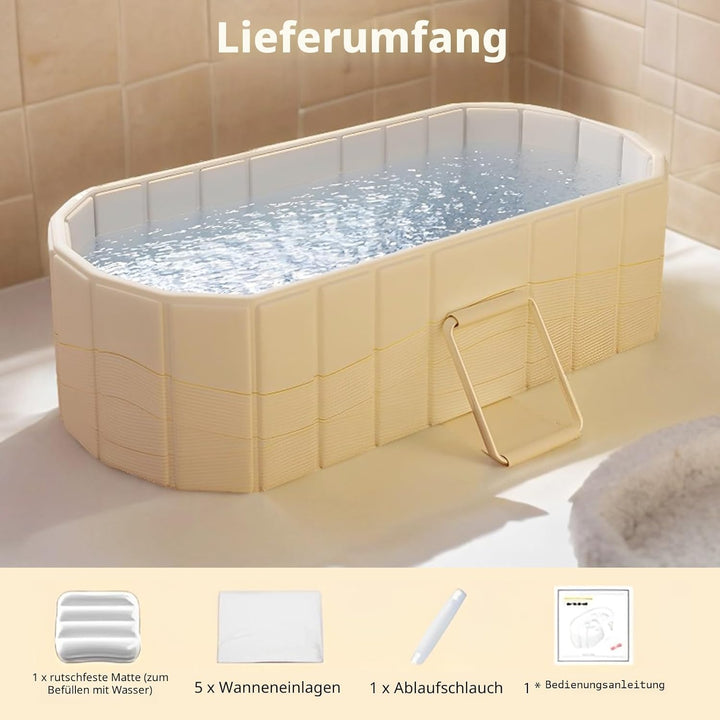 1,5 m Grosse Doppel Faltbare Badewanne - Erwachsene Mobile Badewanne Klappbare,Kostenlose Installati