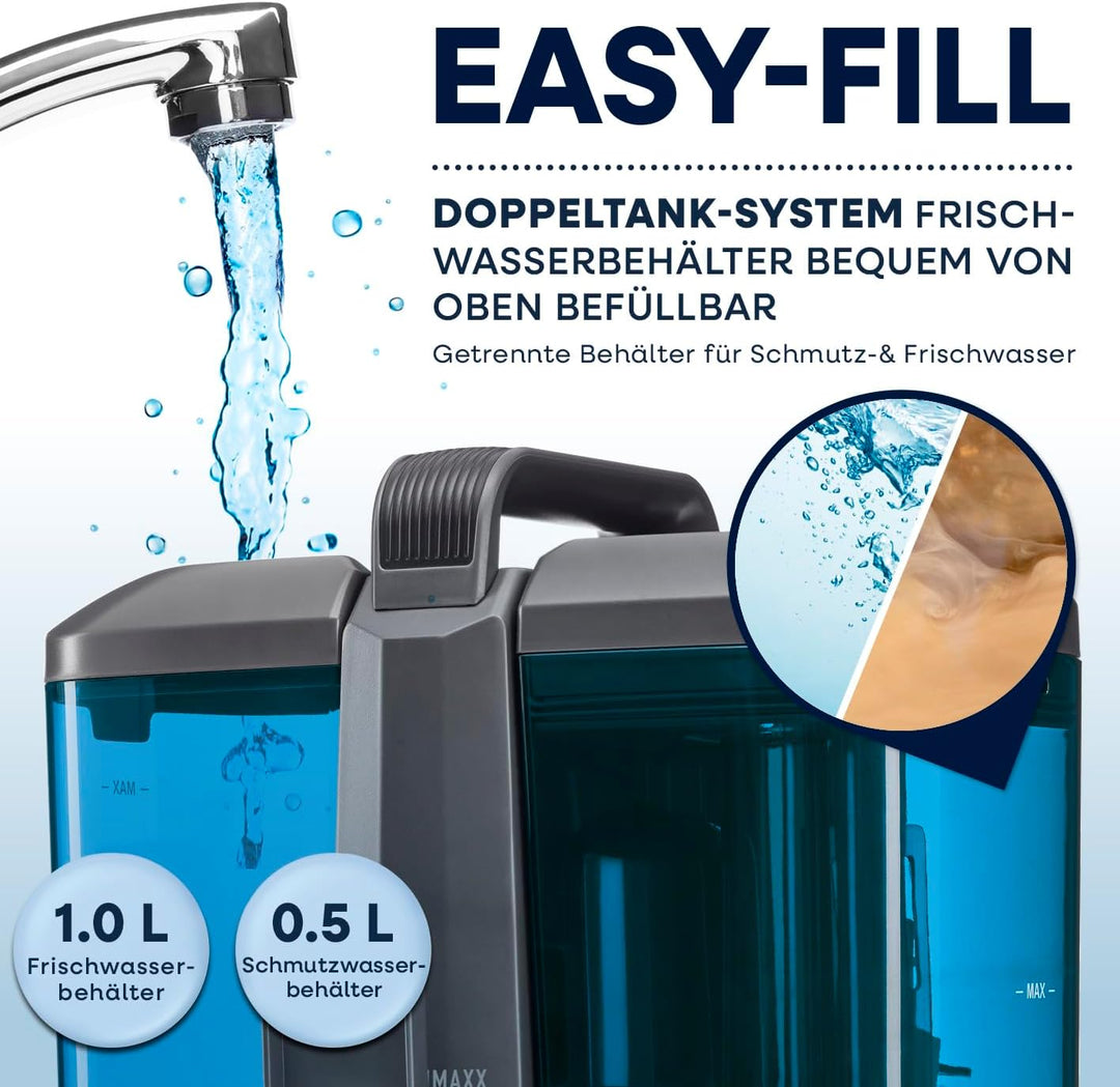 CLEANmaxx Polsterreiniger Gerät Kompakt Pro | Nasssauger &amp; Teppichreiniger in einem | 13 kPa Waschsa