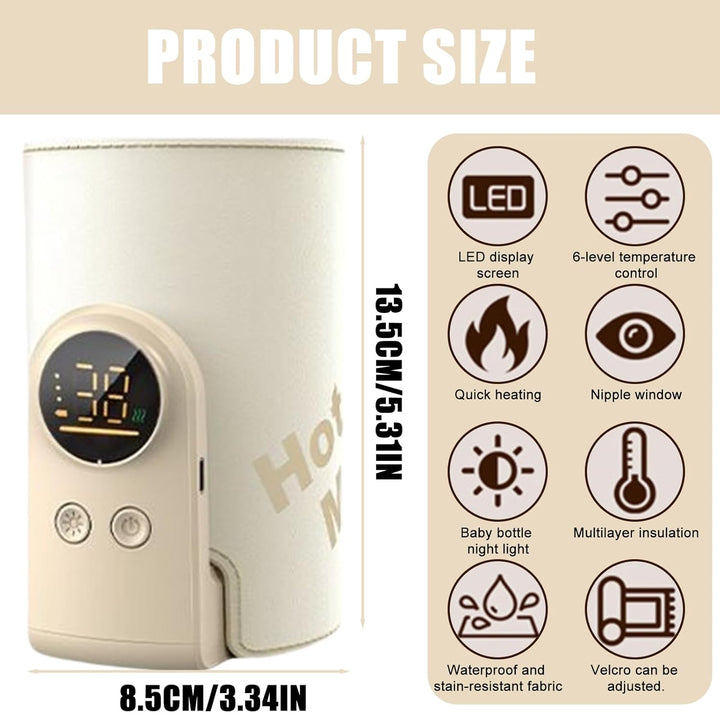 Flaschenwärmer Baby Unterweg 6 Einstellbare Temperatur 38-50℃, Tragbarer Fläschchenwärmer Baby mit L