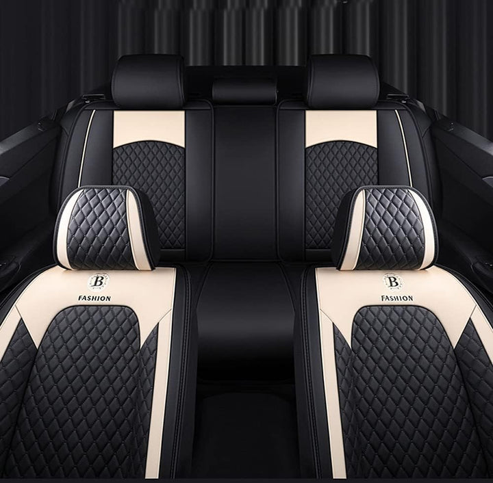 ibon Autositzbezüge Set Leder, 5-Sitze Universal-Sitzbezüge Auto Vordersitze und Rückbank Komplettse