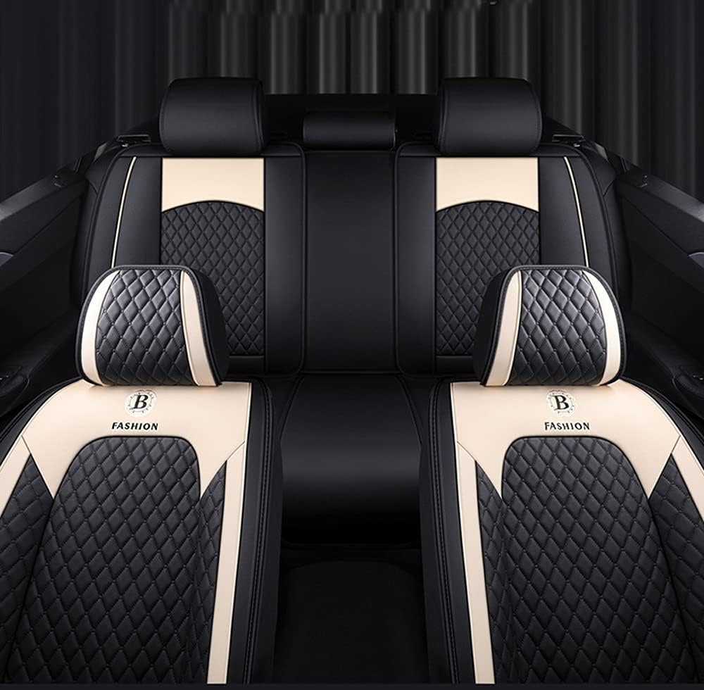ibon Autositzbezüge Set Leder, 5-Sitze Universal-Sitzbezüge Auto Vordersitze und Rückbank Komplettse