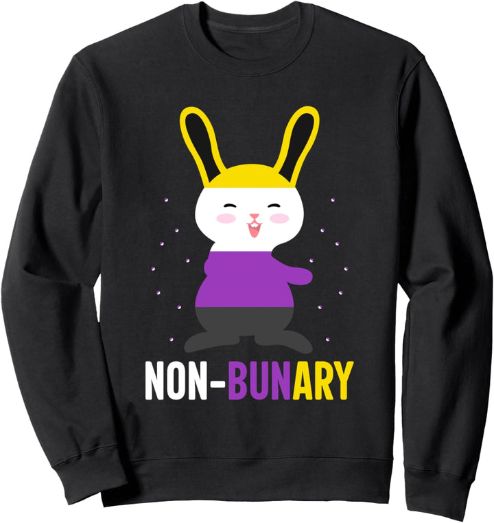 Nicht-Bunary Non Binary Genderqueer Pride Flag Bunny Sweatshirt