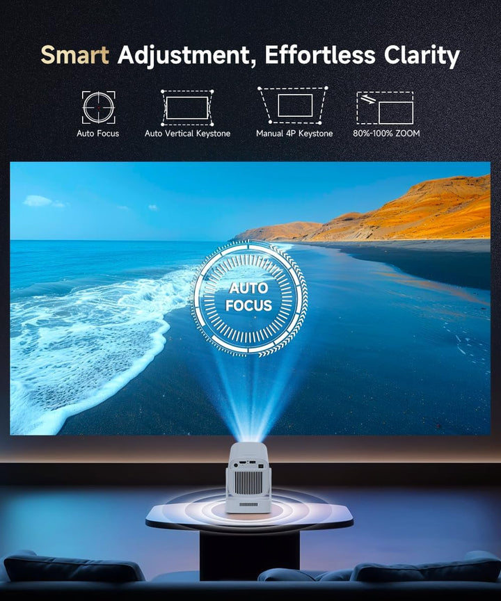 Magcubic Beamer, HY310 Mini Beamer 4K Unterstützung 1080P Autofokus Projektor, Auto Trapezkorrektur