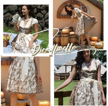 Dirndlwelle Dirndl Damen,Dirndl Schuhe Damen Elegante Kleid für Besondere Anlässe Trachtenkleid Dame