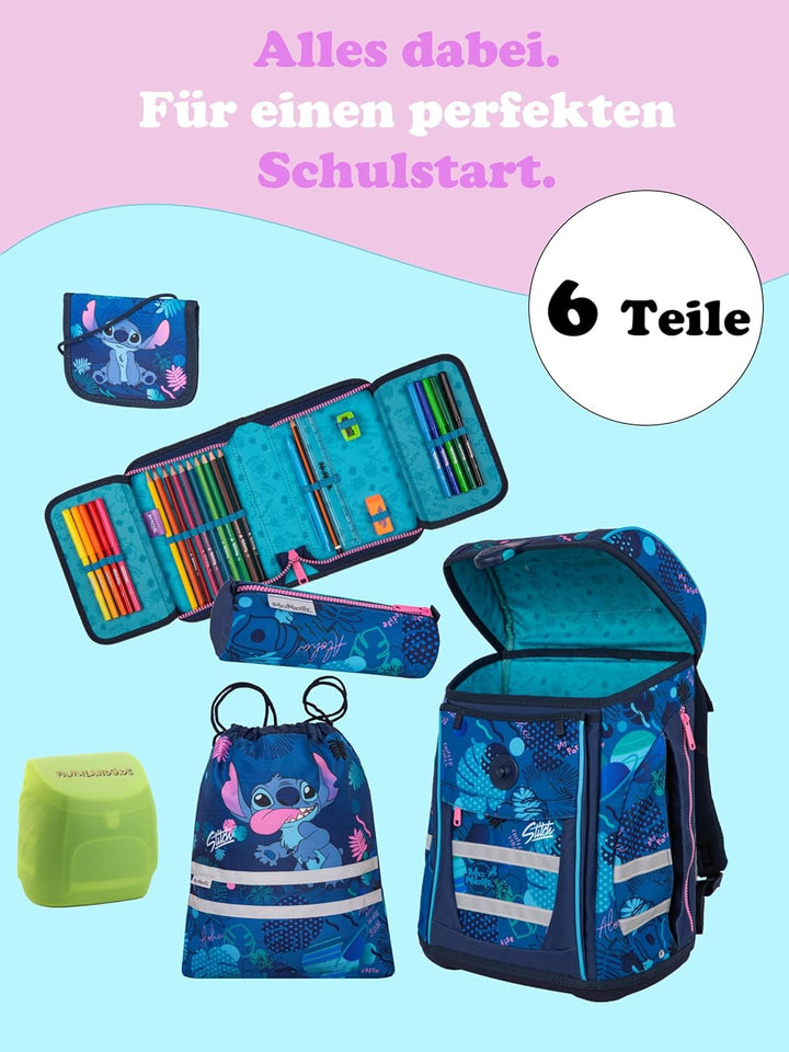 Familando McNeill Mädchen Schulranzen 1. Klasse · Disney Lilo & Stitch · ergonomischer Tornister · S
