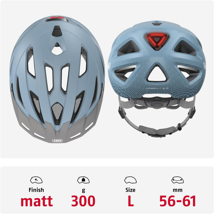ABUS Stadthelm Urban-I 3.0 - Fahrradhelm mit Rücklicht, Schirm und Magnetverschluss - für Damen und