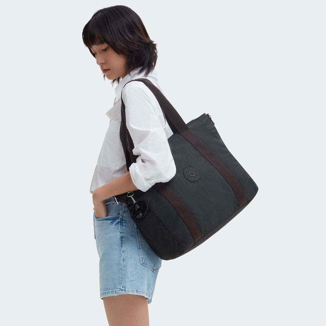 Kipling ASSENI Tote Bag mit Innenfächern Black Noir, Black Noir