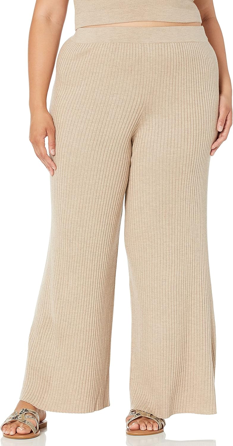 The Drop Damen Pants Catalina Pull-on Rib Sweater Pant XL Braun Meliert, XL Braun Meliert