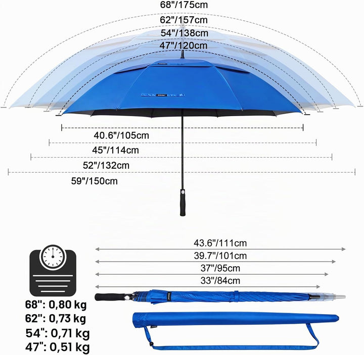 G4Free 62/68/72 Inch UV-Schutz Winddicht Sonnen- und Regenschirm Golfschirm Autorisches Öffnen Doppe