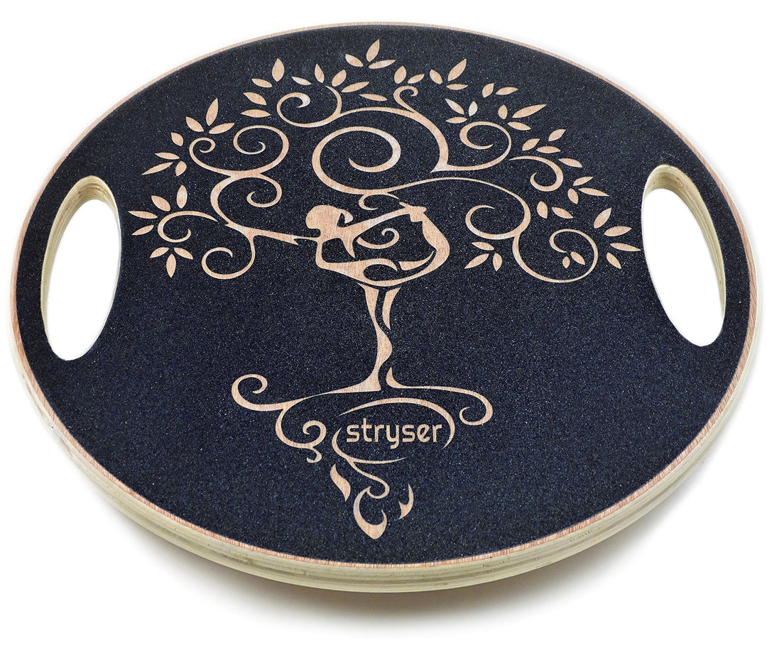 STRYSER Balance Board aus Holz - Gleichgewichtstrainer, Bewegungskreisel für Physiotherapie inkl. Th