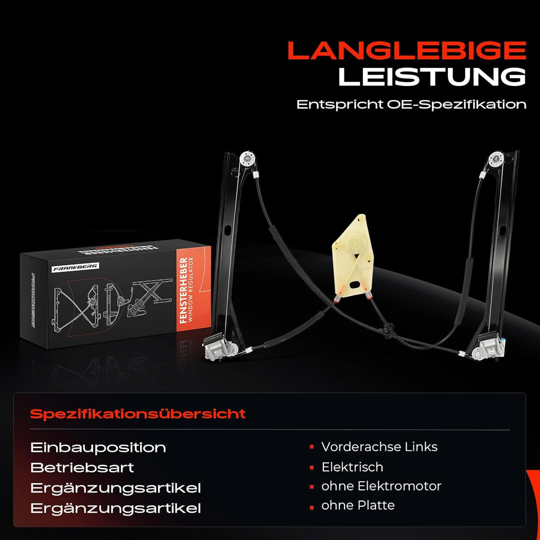 Frankberg Elektrisch Fensterheber Ohne Motor 2/3-Türer Vorne Links Kompatibel mit Polo 6R 6C Polo Va