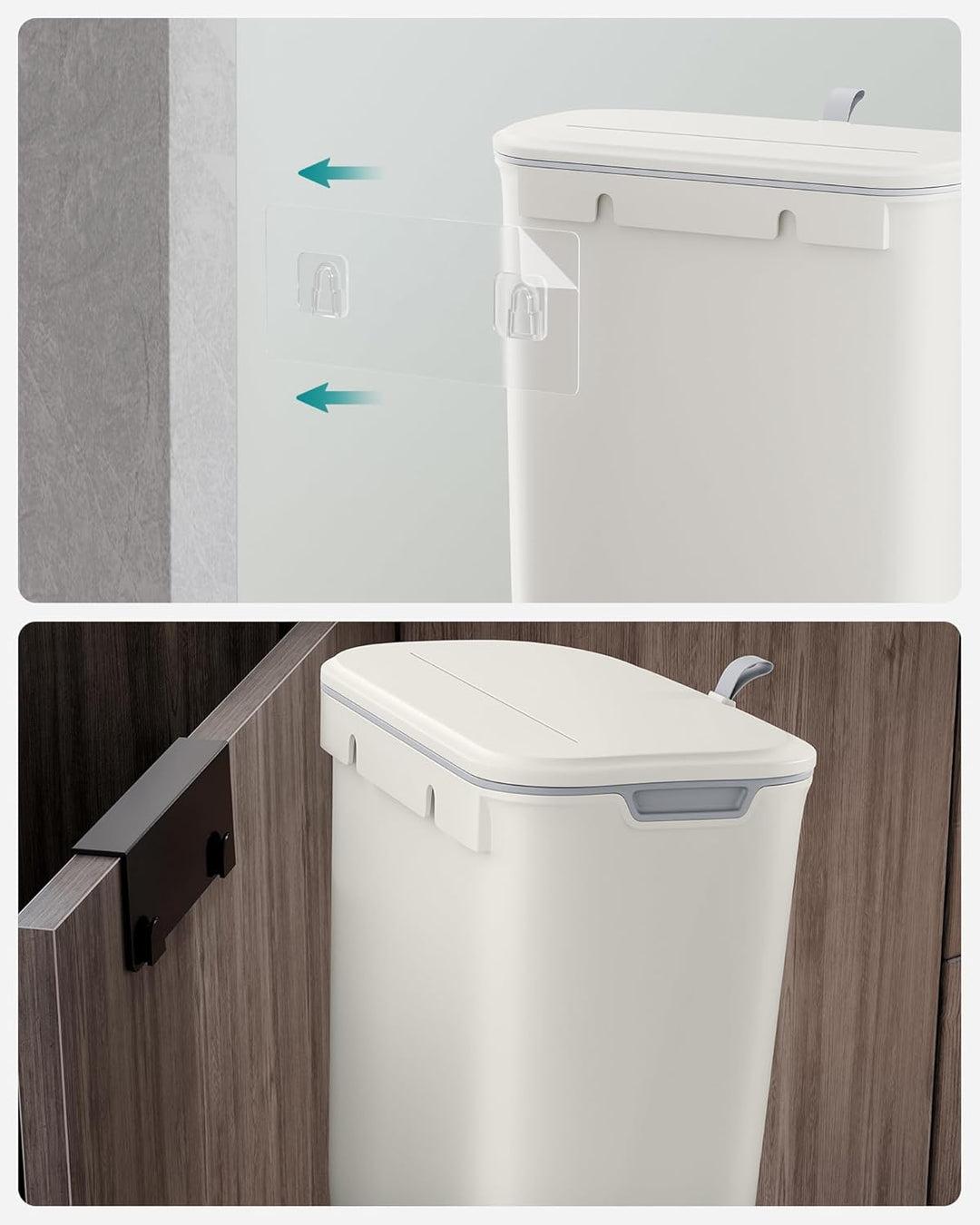 SONGMICS LTB820W9 Abfalleimer zum Aufhängen, 9 l, Küchenabfalleimer, mit Deckel für Lebensmittelabfä
