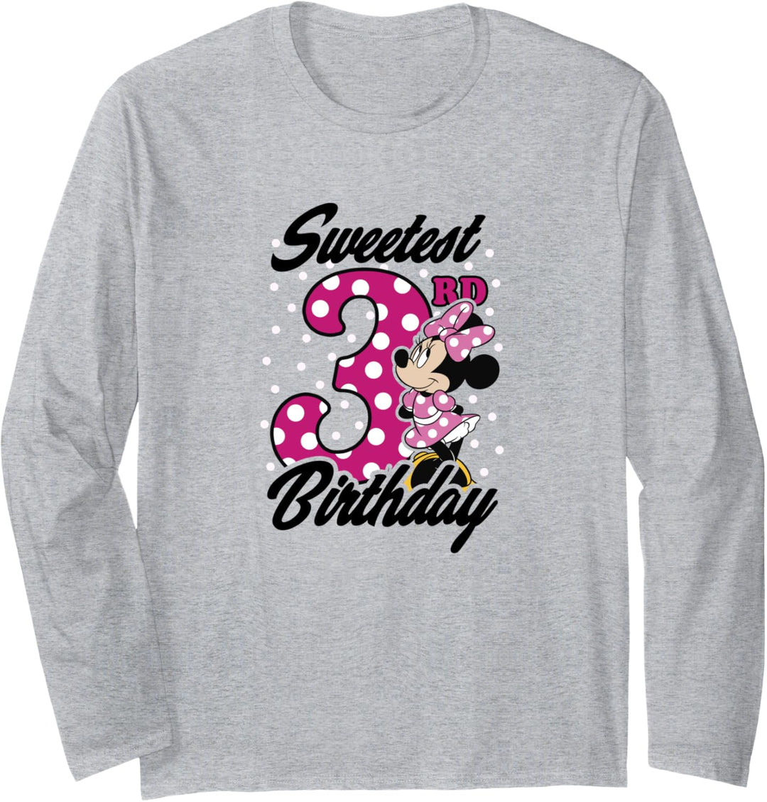 Disney Minnie Mouse Pink Polka Dot Sweetest 3rd Birthday Langarmshirt